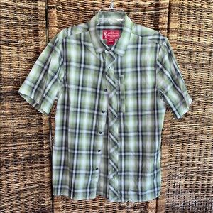 Browning Men's Olive Gray White Plaid Button Down Shirt